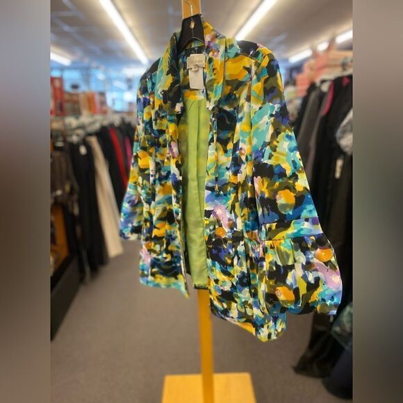 Erin London ladies Med Yellow & Purple Watercolor Jacket - Picture 2 of 4